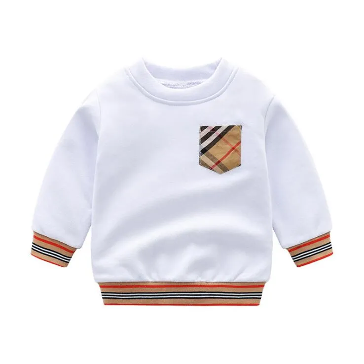 Retail Baby Boys Flickor Plaid Sweaters Pullover Spring Höst Kids Långärmad Sweatshirts Barn Bomull Tröja Flicka Sweatshirt 1-7 år