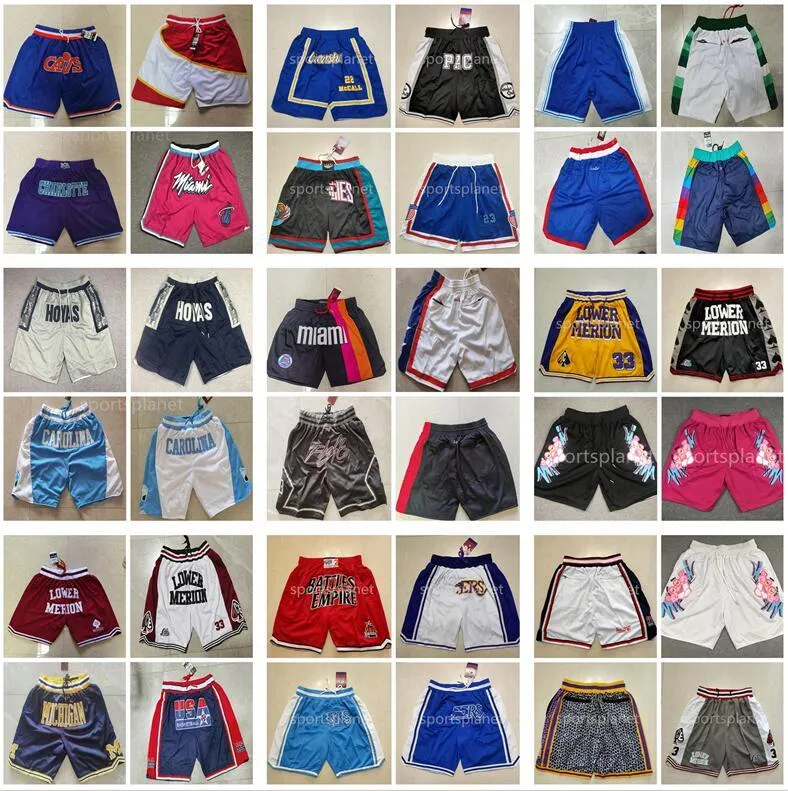 Yeni Erkekler Takımı Basketbol Şortları Sadece Don Kısa Spor Giyim Pantolon Cep Fermuar Ile Sweatpants Hip Pop Alt Merion Michigan Wolverines Kuzey Carolina Tar topuklu