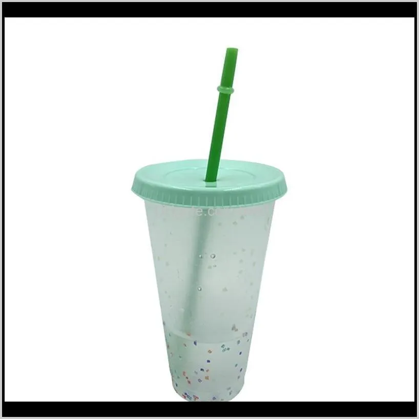 700ml color changing cup confetti plastic cold water straw kitchen dining supplies