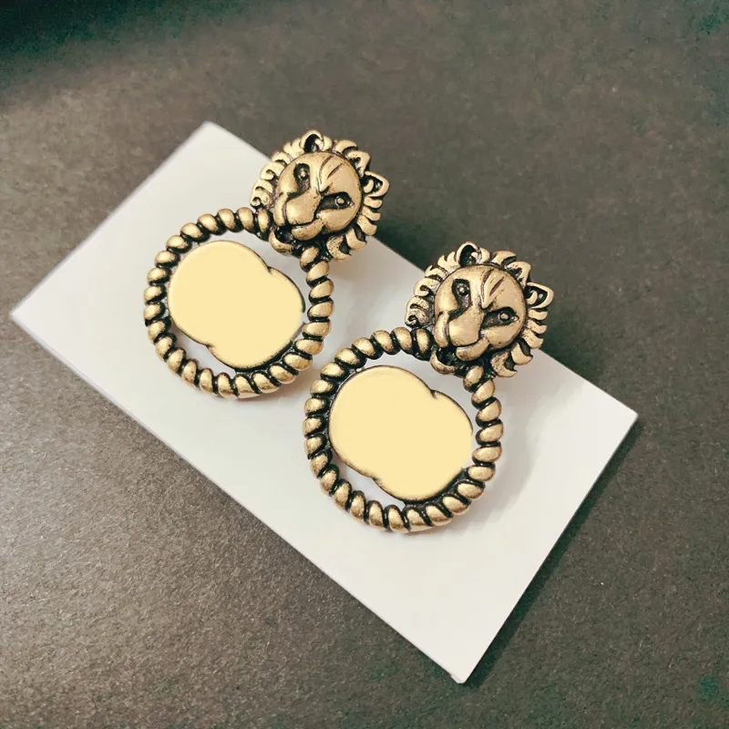 Złote kolczyki damskie designerskie kolczyki dla kobiet obręcze G Earing tygrys wisiorek biżuteria miłość luksusowe szpilki Des Boucles Oreilles Hoop 0113