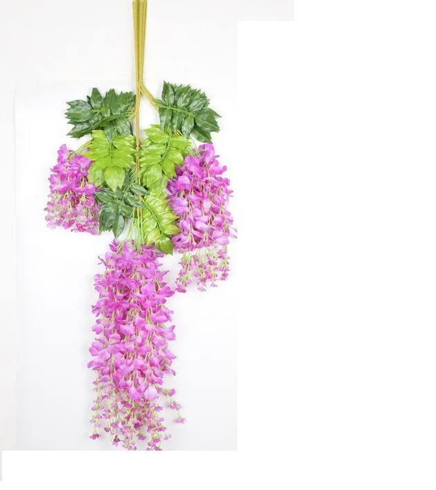 2021 fleurs de lierre fleur de soie 110 cm (43,3 '') fleur de vigne de glycine rotin pour centres de table de mariage décorations bouquet guirlande maison