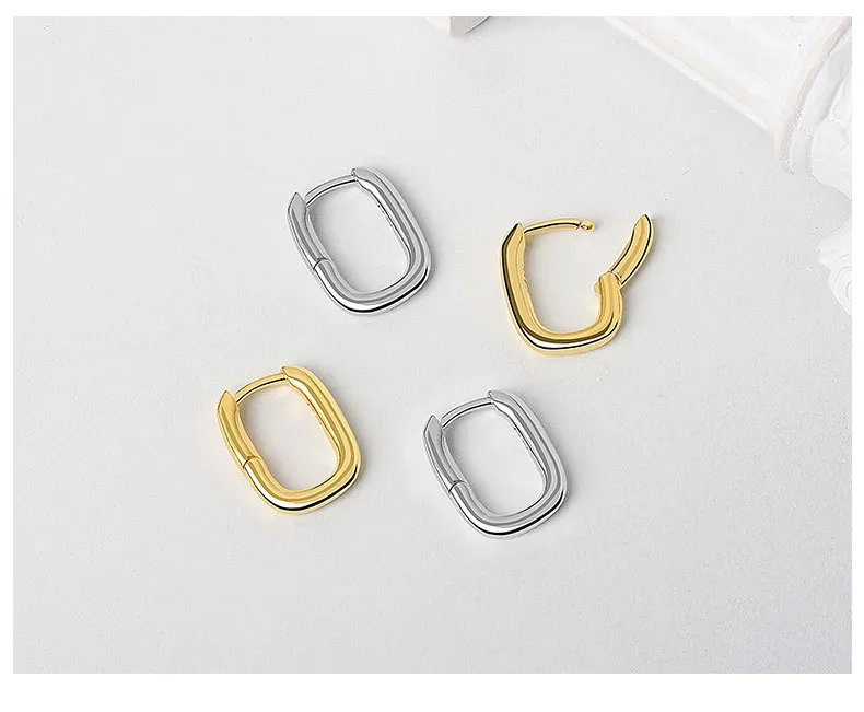 Pendientes de tuerca ovalados sólidos geométricos pequeños a la moda, pendientes de aro de Color dorado y plateado para mujer, joyería para prevenir alergias 2021