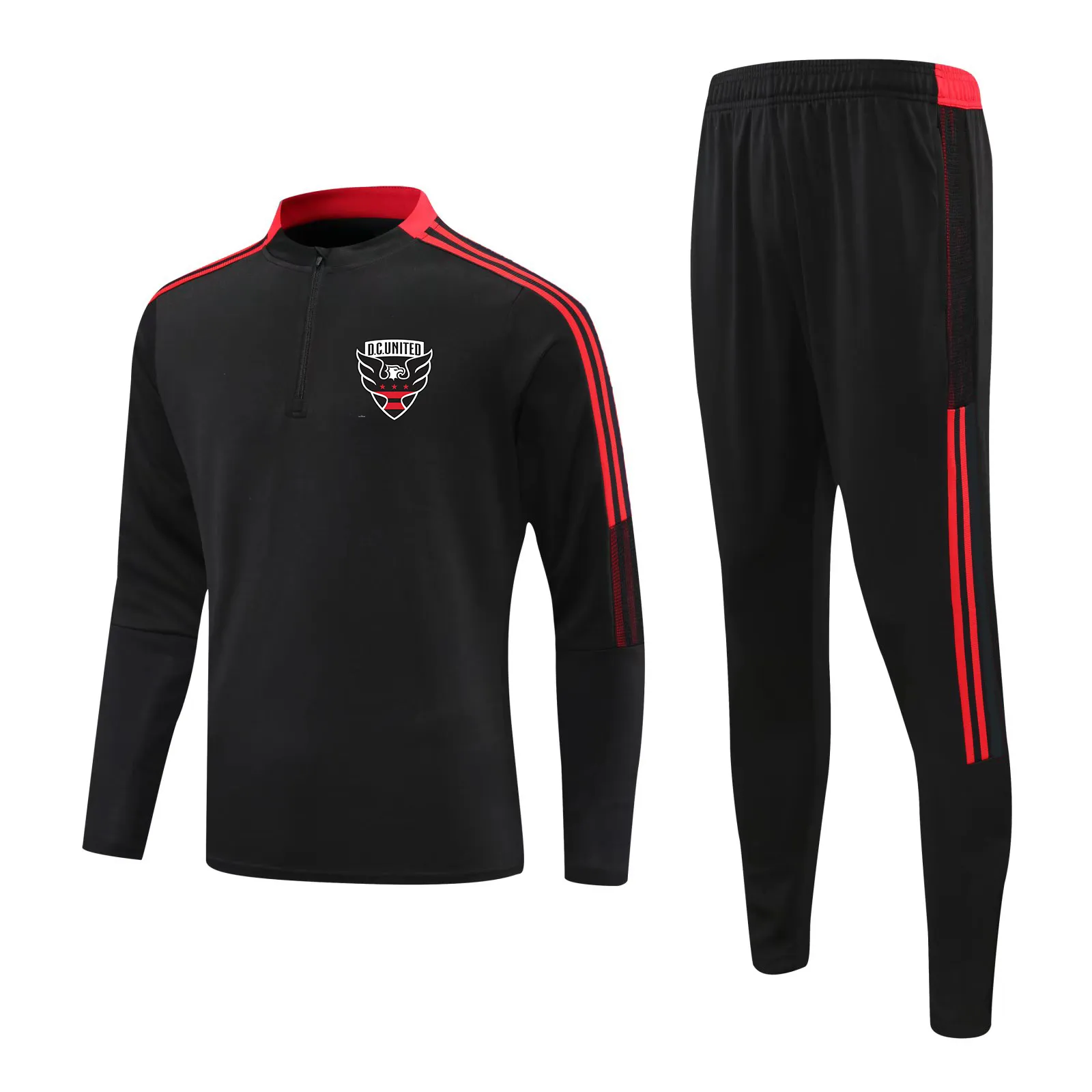 Tuta per il tempo libero per adulti DC United Kit giacca da allenamento per esterni Tute per bambini che corrono Set a maniche lunghe con mezza cerniera