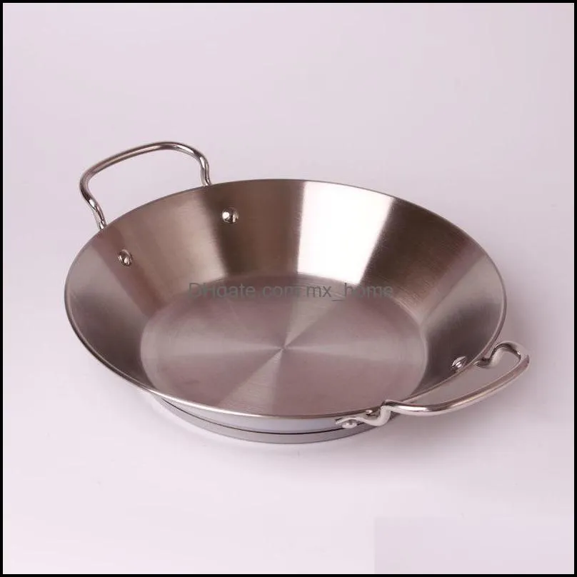 Korean Stainless Steel Rice Cake Soup Pot Spanish Seafood Paella Pan Small Dry Frying Risotto Stewpan Saucepan Pans