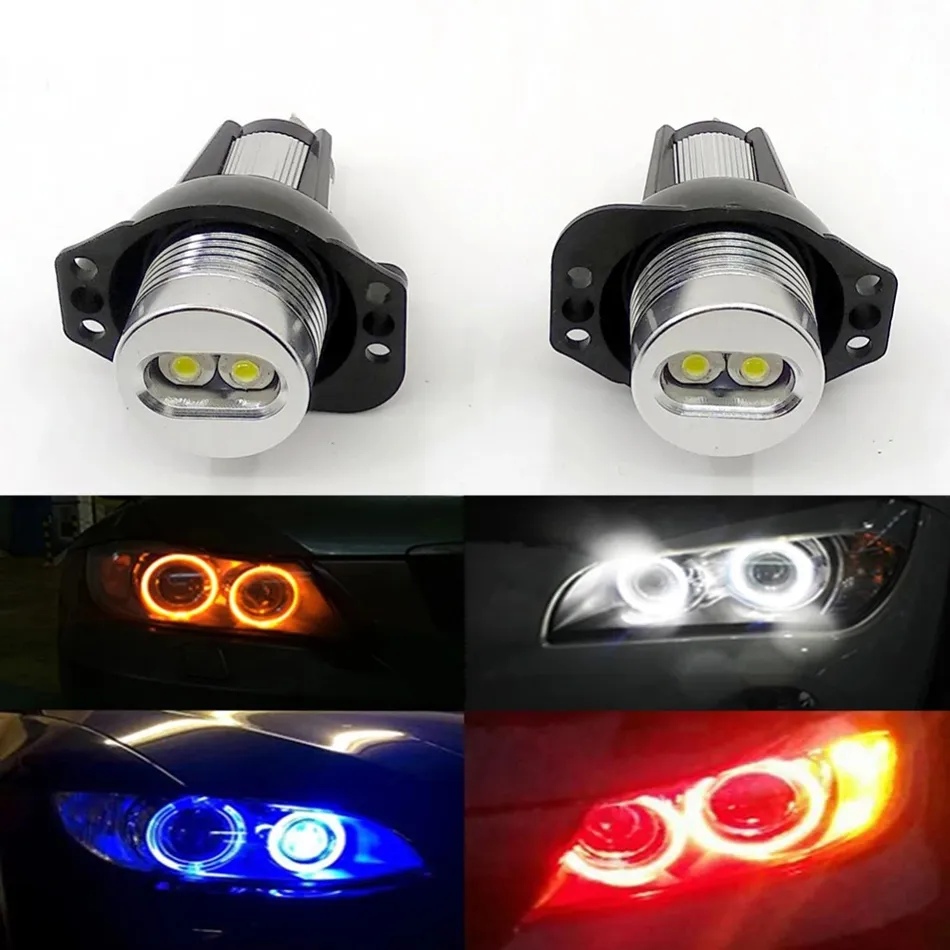 12W Super Ljusa strålkastare Markör Angel Eyes för BMW E90 E91 3 Serie 325I 325XI 328I 328XI 330i 335I 335XI Vit gul blå röd