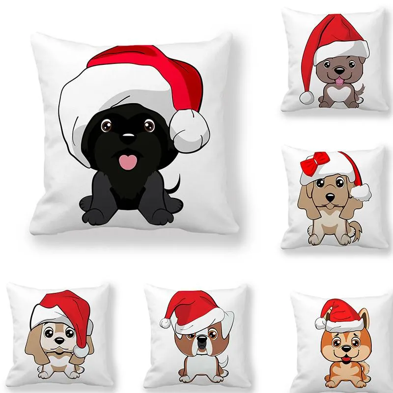 Cushion/Decorative Pillow Cute Christmas Dog Series Pillowcase Encrypted Peach Skin Cushion Cover Modern Minimalist Home Decoration