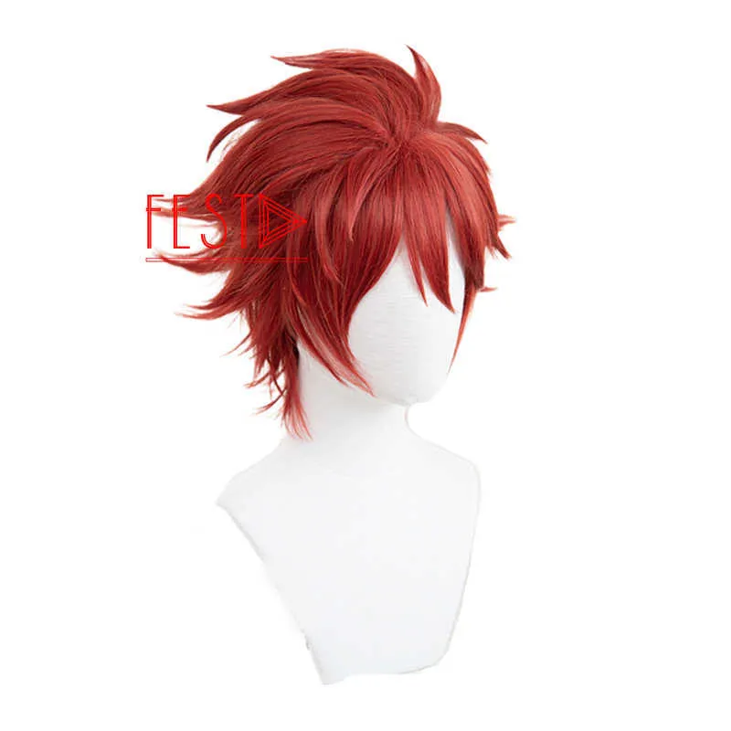 SK8 The Infinity Reki Kyan Cosplay Wig Headband Hairband Red Short Men s with Bangs Heat Resistant Synthetic Y0913