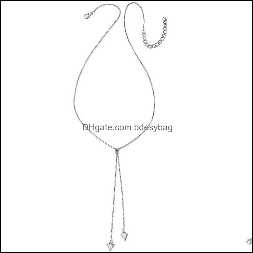 Chains Fashion Triangle Long Tassel Pendant Gold Silver Color Necklace Romantic Lady Valentines Day Jewelry Gift Women