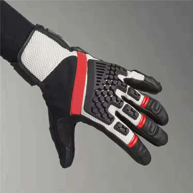 Lokomotiv Downhill Bike Rev Sands 3 Ventilerade Geniune Leather Gloves Motocross Motorcykel Mountain Cykel Black Red Glove H1022