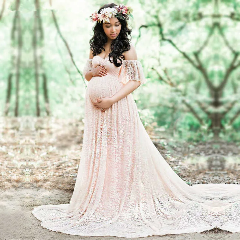 Long Maternity Clothes Pregnancy Dress Photography Props Dresses For Photo Shoot Maxi Gown Dresses For Pregnant Women Clothing Q0713