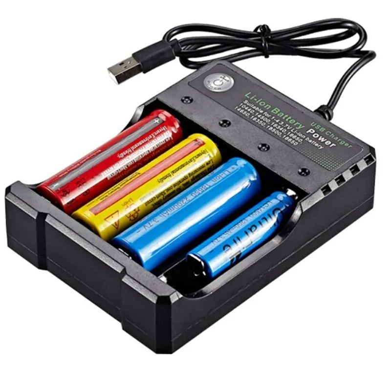 متعددة الوظائف 18650 شاحن USB رباعية فتحة بطارية ليثيوم أيون بطارية ليثيوم قابلة للشحن 3.7 فولت