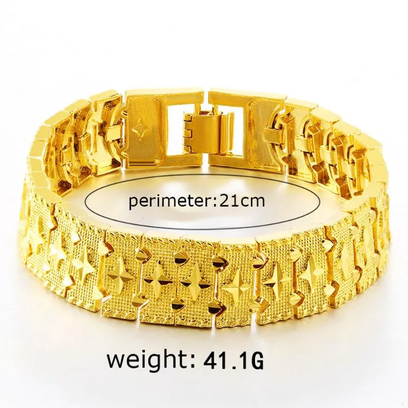 100% Pure 24K Gold Bracelet Men's Car Flower High-end Bracelet Domineering  Sand Gold Jewelry – the best products in the Joom Geek online store