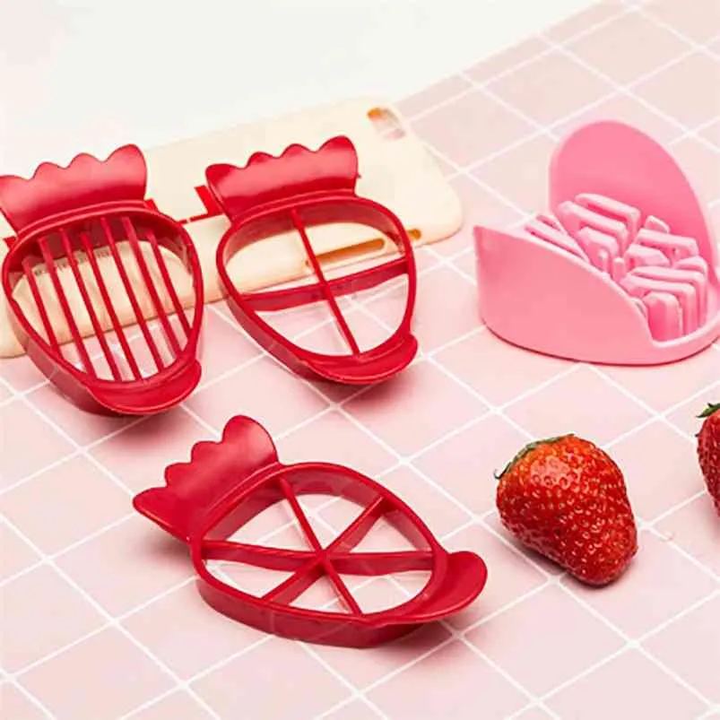 Creative Japanese Kitchen Assortment Compote Strawberry Slicer DIY Cake Toy Fruit Cutting Tool Cutter 210423