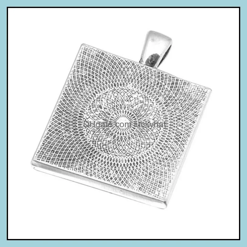 DIY Jewelry Accessories Heart Water Drop Round Square Bottom Brackets Time Gem Sublimation Blank Pendant For Hot Transfer Printing