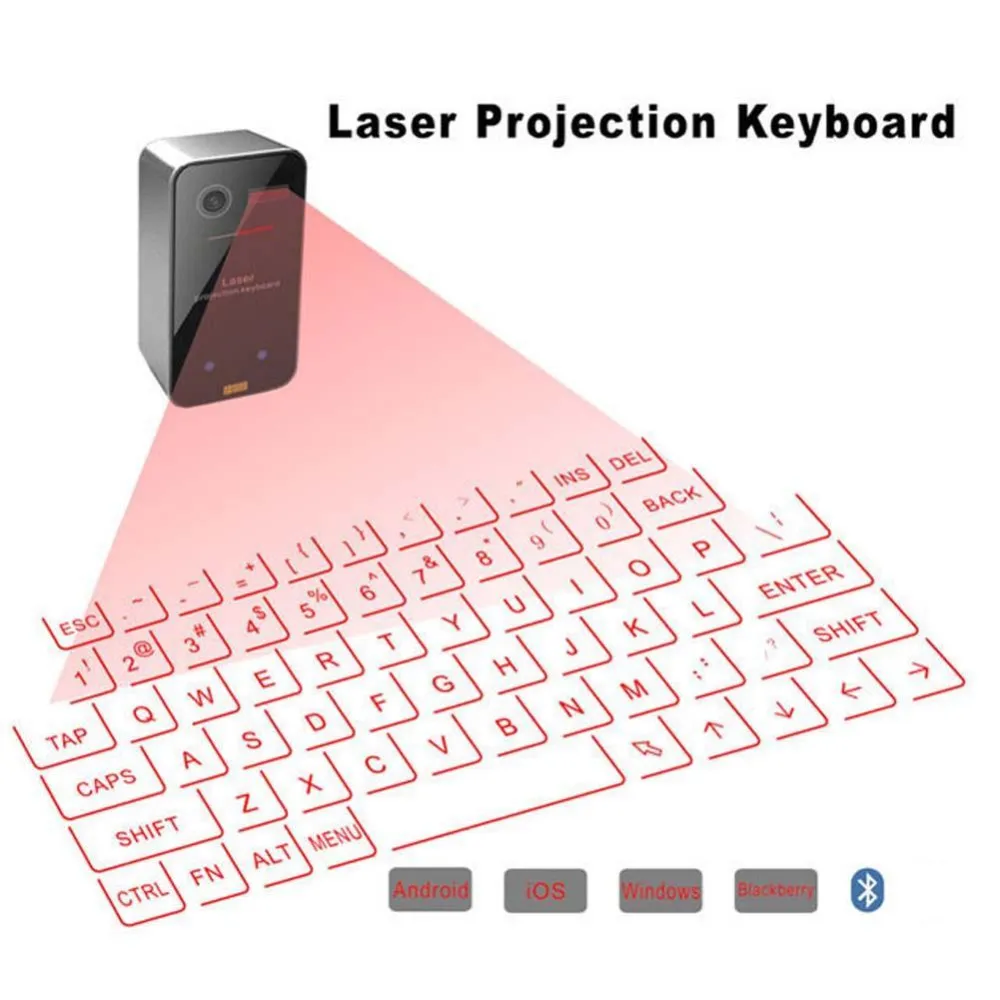 Bezprzewodowy Laserowy Projektor Klawiatura Przenośne Bluetooth Virtual Klawiatury z funkcją myszy do komputera typu tablet PC Laptop Smart Telefon Android TV Box