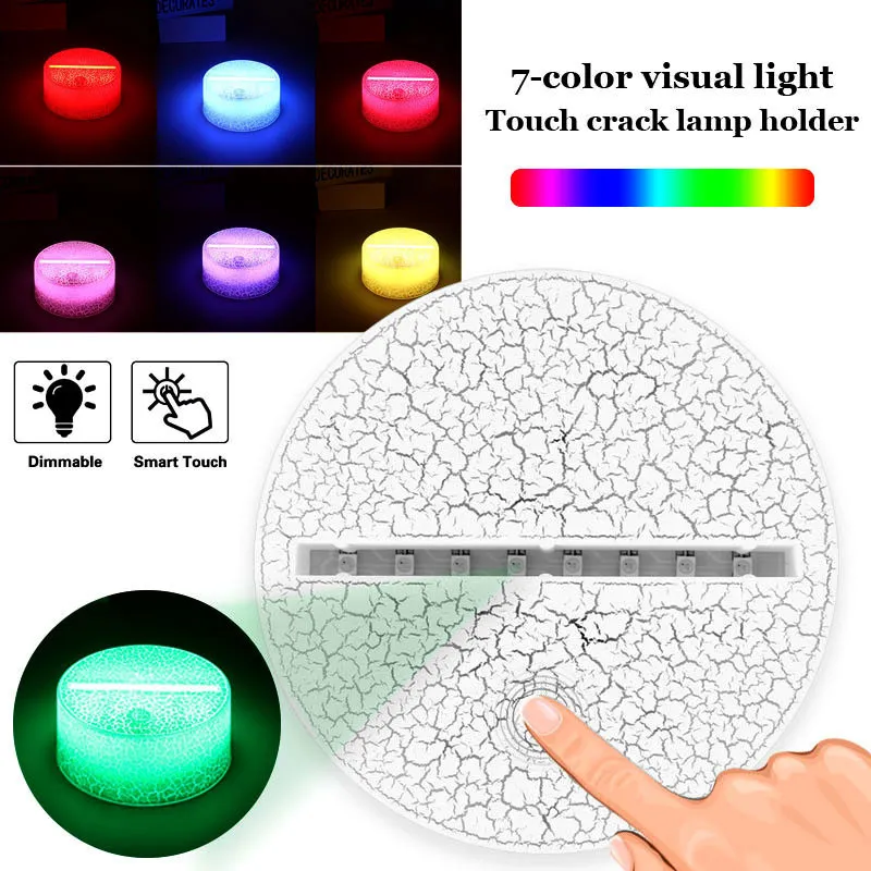 2 pezzi basi di lampada a touch del cavo USB per le luci notturne a LED 3D Sostituzione a 7 colori porta tavolo da tavolo a base di arredamento porta lampada porta lampada
