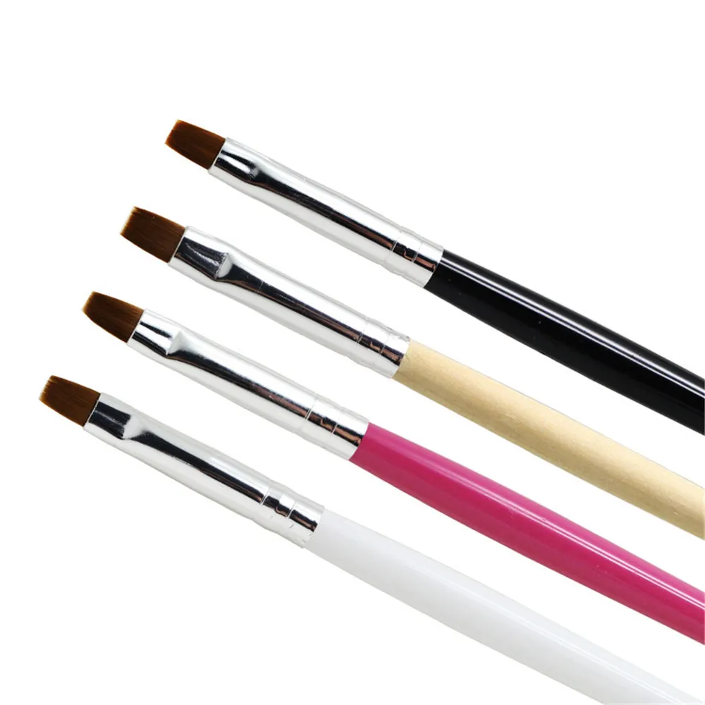 Plat-hoofd fototherapie nagels borstels pen enkele pack fabriek groothandel Nailart tools met vier kleuren om 50pcs te kiezen