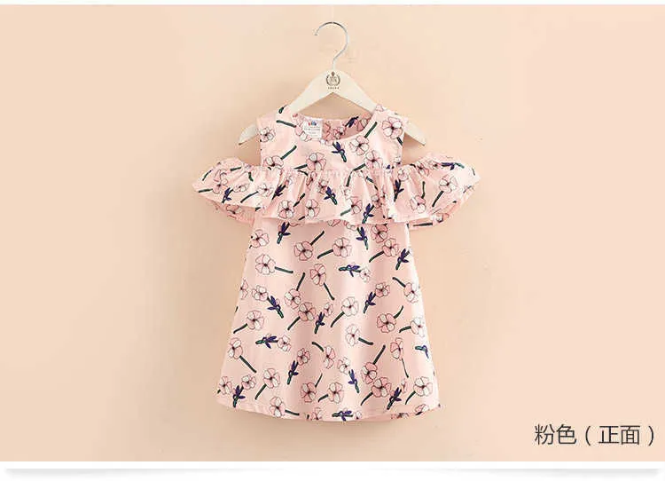  Summer 2-12T Children Cotton Flower Floral Print Wrap Off Shoulder Little Sexy Girl Strapless Dresses For Girls 12 Years (5)