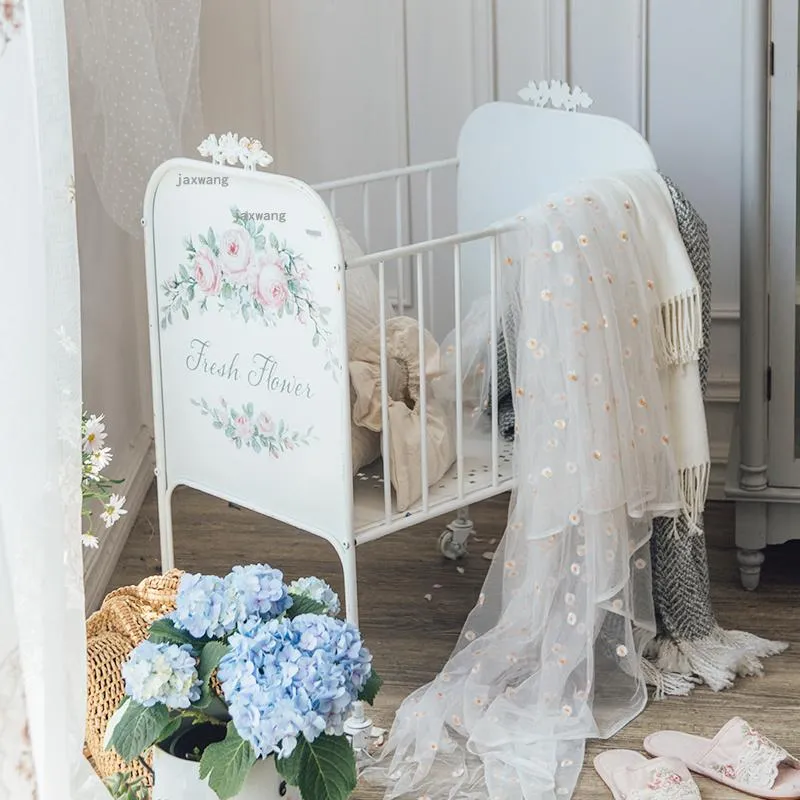 Crochets Rails Français Fer Forgé Balcon Salon Pot De Fleur Étagère Intérieur De Stockage Chariot Chez L'habitant Stand Avec Roues