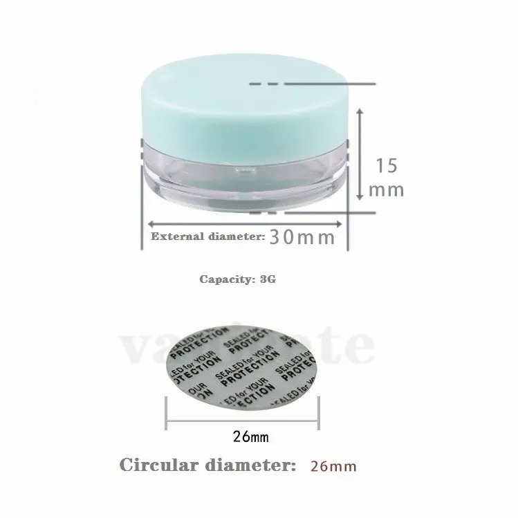 Conteneur de cire Boîtes en plastique de qualité alimentaire 3g / 5g Boîtes de rangement à fond rond Petite bouteille d'échantillon Boîte d'emballage cosmétique Bouteille ZC131