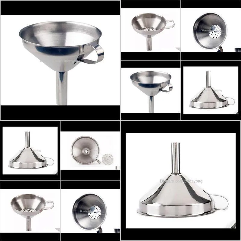 functional stainless steel kitchen oil honey funnel with detachable strainer/filter for perfume liquid water tools steel kitchen oil
