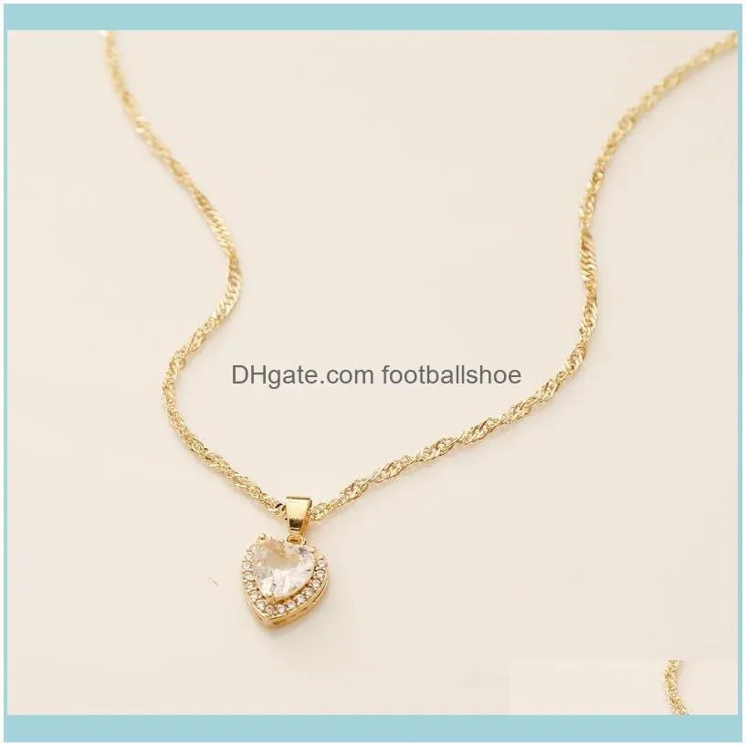 Heart Necklaces For Women Girls Chain Multi Zircon Crystal Pendant Couple Lover Clavicle Wedding Jewelry Gifts Chains