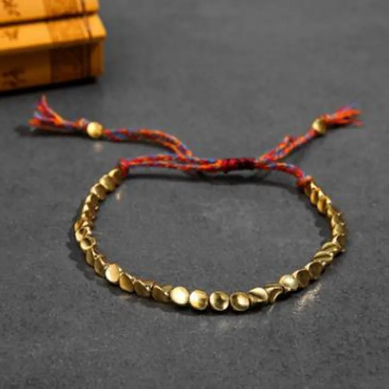 Länk, Kedja Tibetansk Buddhist Flätad Handgjorda Koppar Pärlor Armband Lucky Rope Bangles Kvinnor Tråd Set Armband Dropshiping
