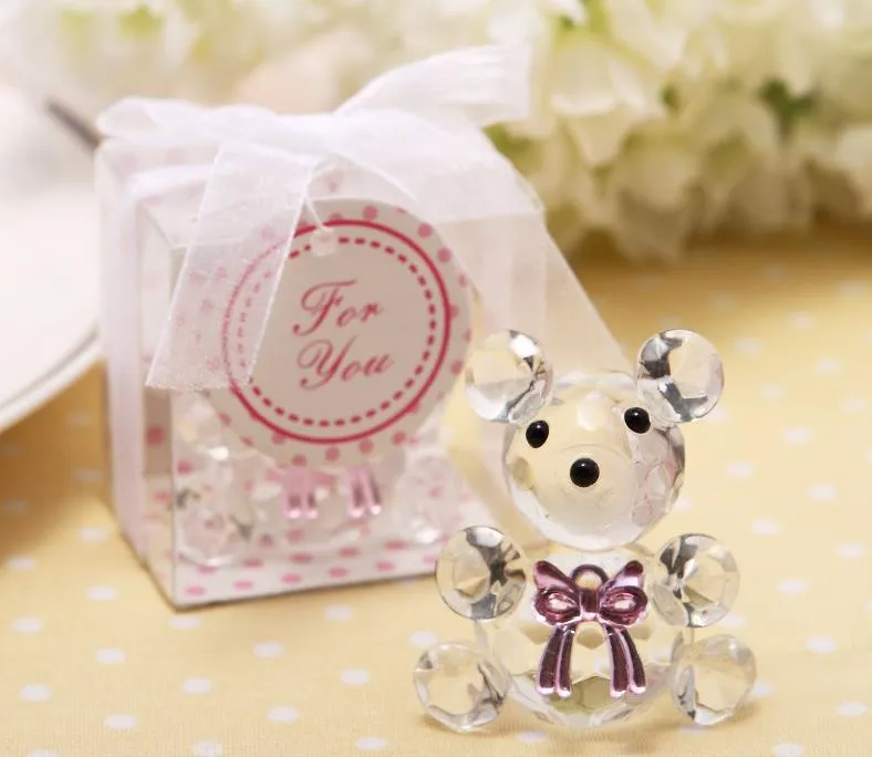 Party Mini Kryształ Niedźwiedź W Pudełkach Prezentów Baby Shower Boy Girl Chrzest Souvenir babys Pudełko Crystalwedding Favors SN2116