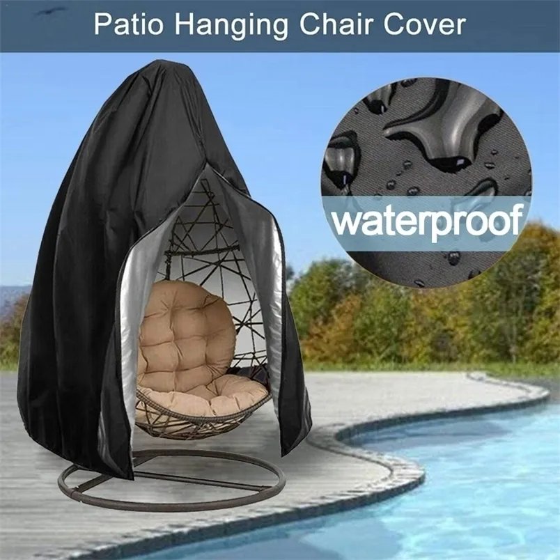 Couverture de chaise d'oeuf suspendue extérieure imperméable à l'eau balançoire protecteur de poussière Patio avec étui de protection à glissière 220302