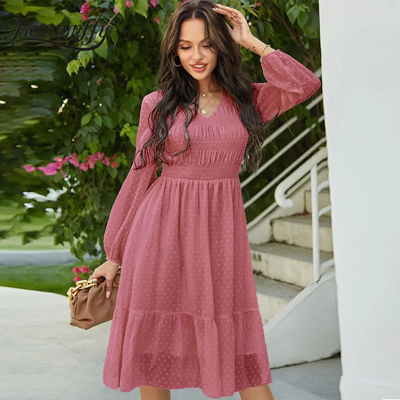 V-neck Midi Swing Dress Women Casual Chiffon A-Line Short Sleeve Sizes S-XL  from Dhgate Basic & Casual Dresses