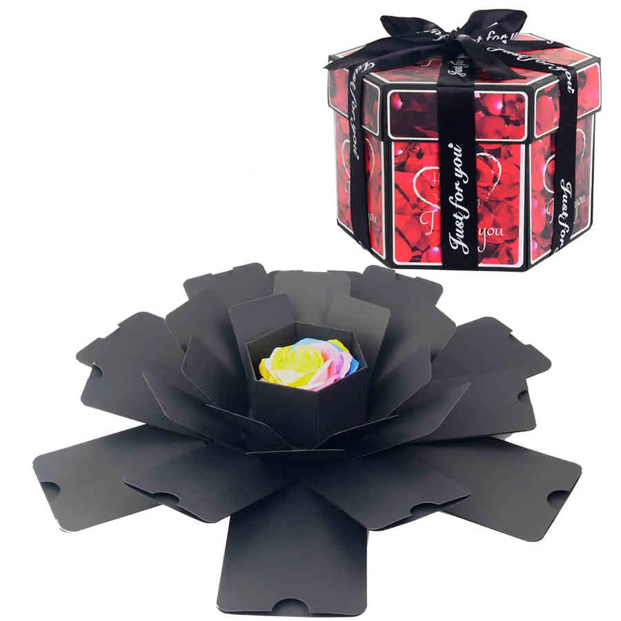 Hexagon Surprise Explosion Box Album fotografico fatto a mano fai-da-te Album regalo di nozze Confezione regalo per San Valentino Scatole regalo di Natale 210323