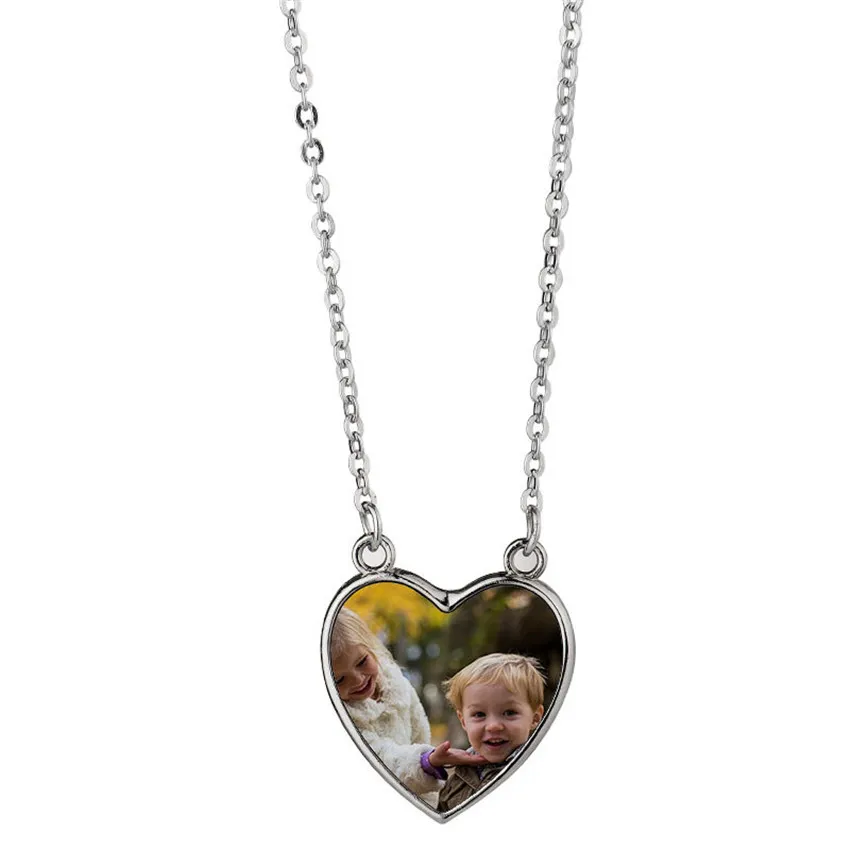 Pendants Sublimation Necklace White Blank Ornaments Thermal Transfer Printing Pendant Heart-shaped Metal DIY Customized Gift A02