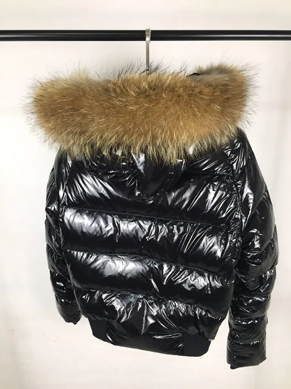 Women Nylon Down Short Jacket Designer Lady Fur Hooded Button Zip Winter Slim Outwear Fashion Girl Stand Collar Warm Padded Coat