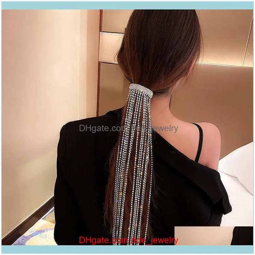 Hair Clips & Barrettes Bling Rhinestones Tassel Crystal Long Chain Braid Delicate Party Wedding Hairpin For Women Girls Jewellery Gift