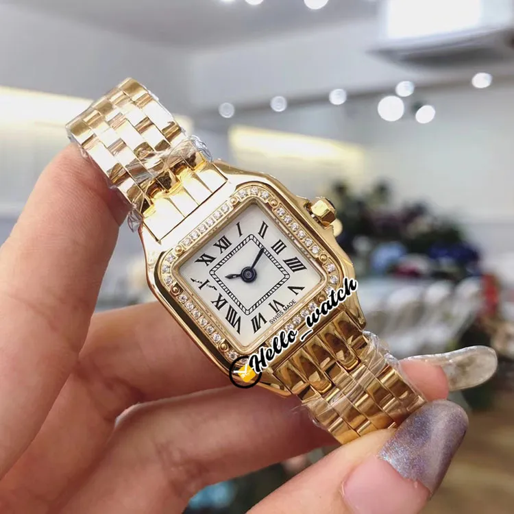 22mm Panthere WJPN0016 W4PN0007 WJPN0008 Moda Lady Saatler İsviçre Kuvars Bayan İzle Beyaz Dial Altın Kılıf Elmas Çerçeve Çelik Bilezik Safir Hello_Watch