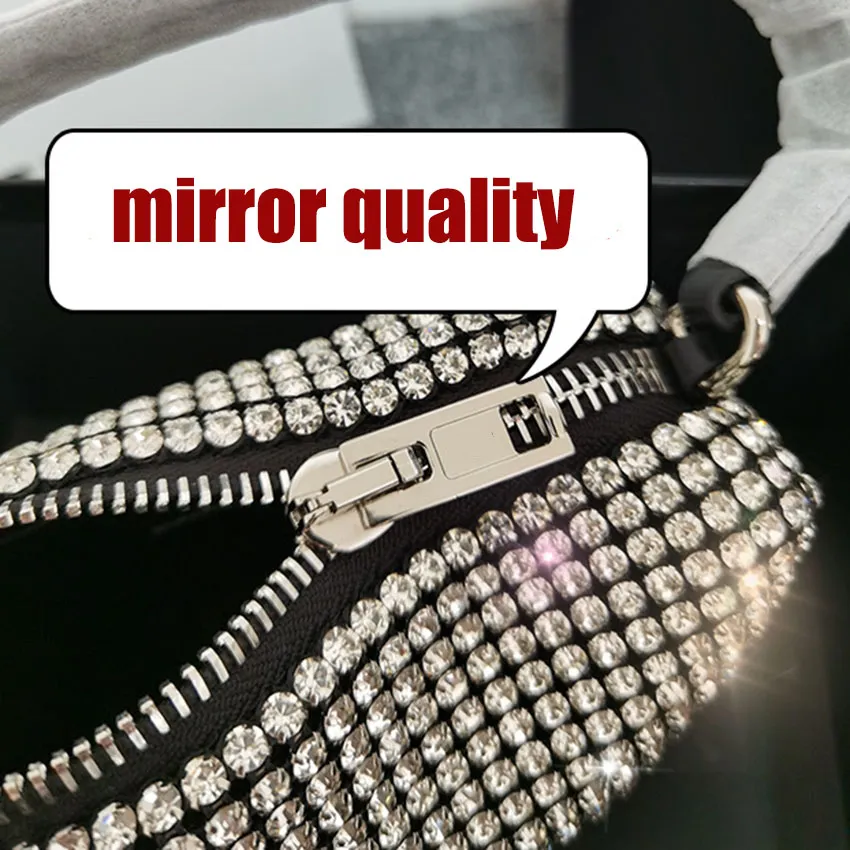 5a+ mirror quality Diamond bag come with box Women Luxurys Designers Bags 2021 mini tote pochette classic fashon clutch wallet chain mesh rhinestone pouch pillow pack