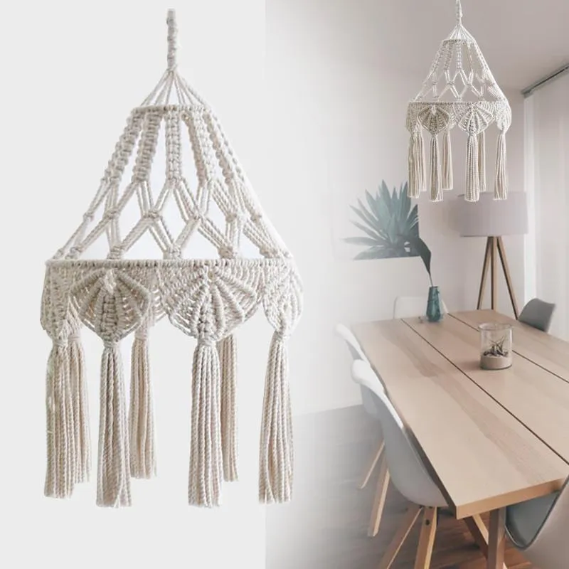 Lampe couvre-lampe style nordique style tricoté à la main salon salle de séjour décor moderne gland de mariage suspendu plafonnier pendentif
