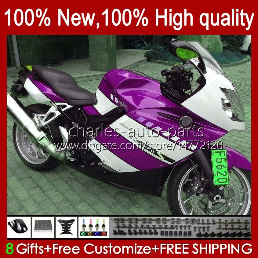 Carénages + couvercle de réservoir Pour BMW K1200 K 1200 S 1200S K1200S Violet blanc 05 06 07 08 09 10 Carrosserie 28No.25 K-1200S 2005 2006 2007 2008 2009 2010 K1200-S 05-10 Carrosseries de moto