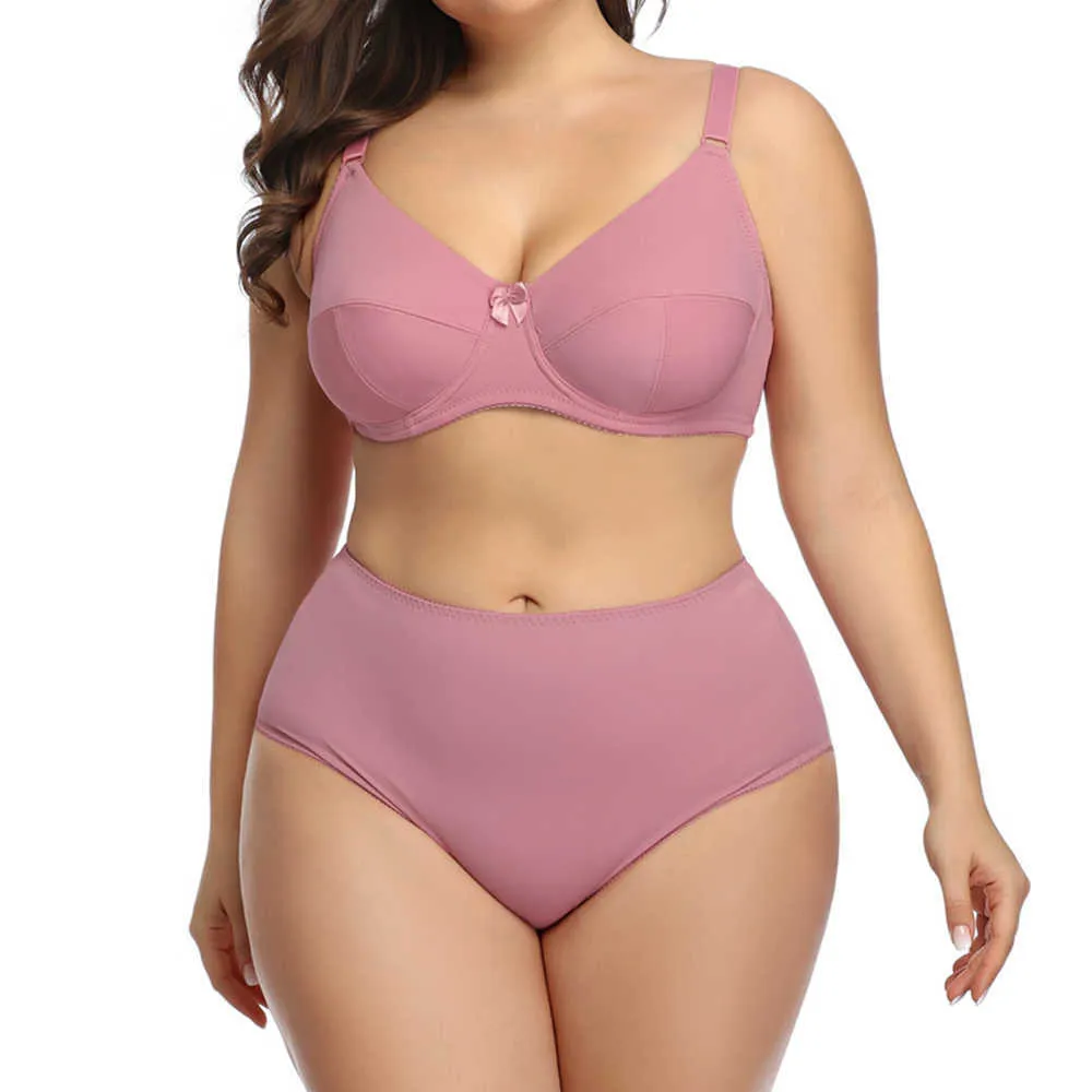 Plus Size Womens Underwear Suit Bras Set Sexy Brassiere Panty Big Boobs Não  Acolchoado Lingerie Tops Q0705 De $65,19