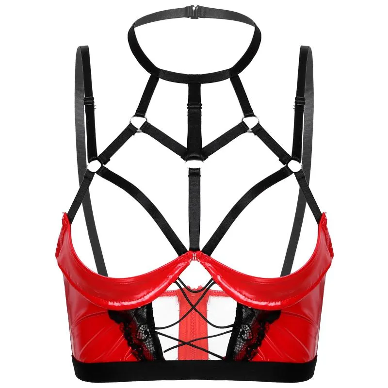 Sexy Womens Lingerie Cupless Bra Top for Sex Halter Neck Hollow