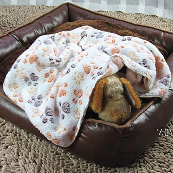 Pet Koc Kennele Cute Paw Stóp Drukuj Pies Koce Soft Flanel Sleeping Mats Puppy Cat Ciepłe łóżko Pokrywa Sleep LLE12097