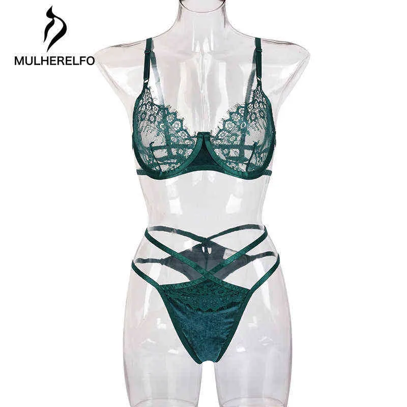 NXY set sexy Verde Sensuale Lingerie Set Intimo donna Ricamo sexy 2 pezzi Reggiseni push up femminili Mutandine a vita alta Con ferretto Bralette 1129