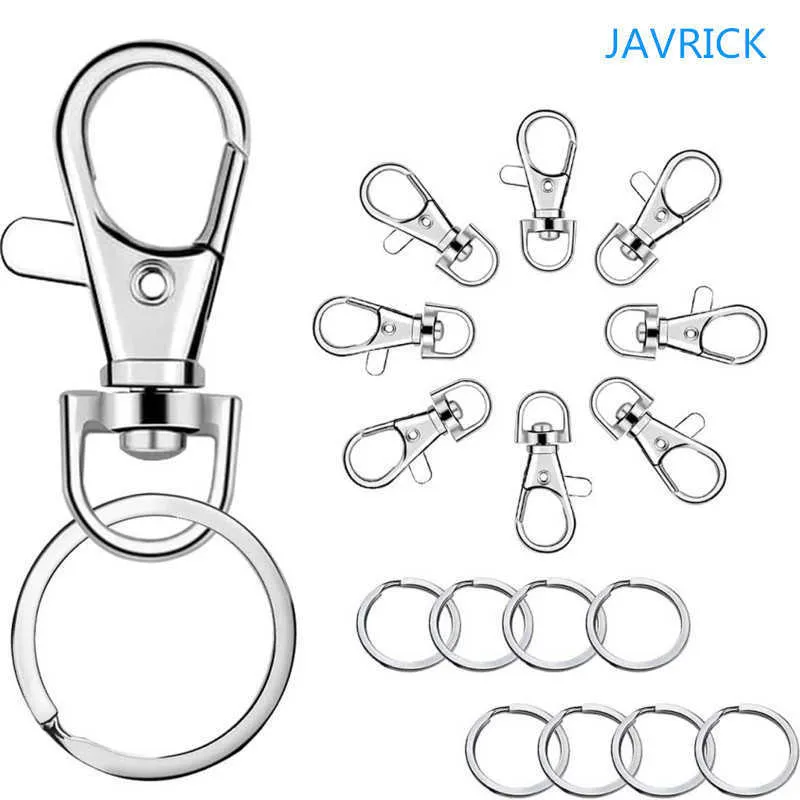100 pcs chaveiros ganchos com chaveiros chaveiros clipe gancho com anel para jóias de lanyard fazendo DIY Crafts Jóias Resultados H0915