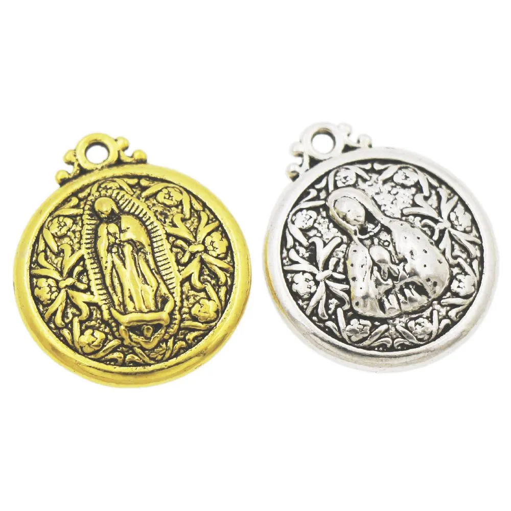 Colares Nuestra Señora de Guadalupe Charms Pingente Nossa Senhora do Sagrado Escapulário Medalha L1788 24x20.5mm sieraden bevindingen componenten 8pcs / lot