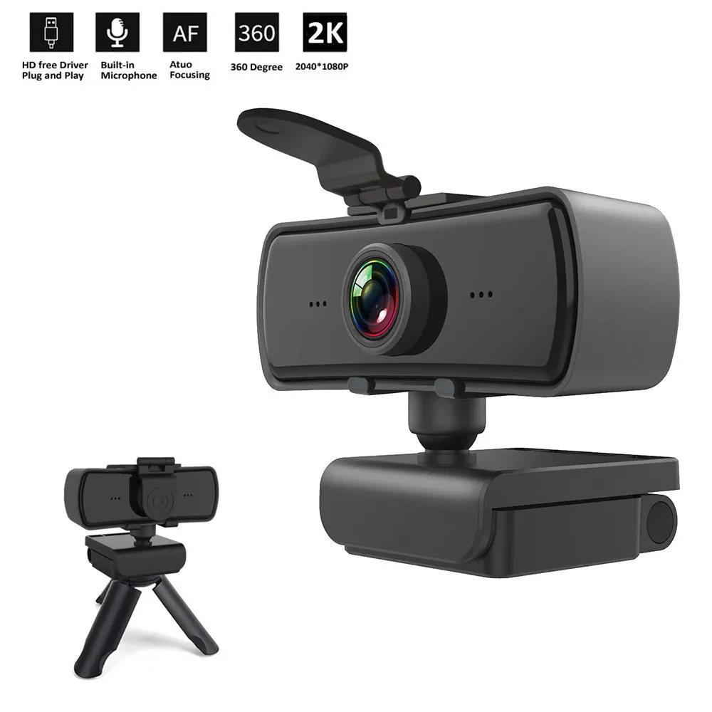 Kamera internetowa HD 2K 2040 * 1080p Computer PC Webcamera MET MICROFOON DRAAAIBARE CAMERA Voor Live-Uitzending Video Bellen Conferencje Werk