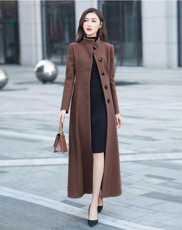 Women's Wool & Blends Casaco Feminino Women Plus Size Autumn Winter Cassic Woolen Maxi Long Coat Female Robe Outerwear Manteau Femme