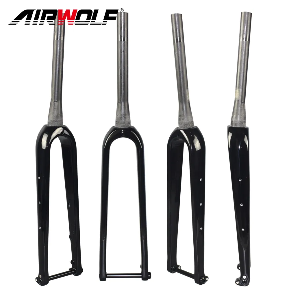 Airwolf Carbon Fiber 자갈 자전거 프론트 포크 사이클로 크로스 자전거 포크 700 * 45C 또는 27.5er * 2.1 "타이어 외부 / 내부 케이블 라우팅 100 * 12mm 자전거 부품