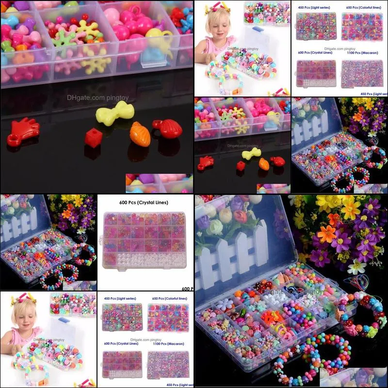 Jigsaw Puzzle Geometric Shape Beads Toys for Girls Children Amblyopia Candy Colors DIY Wear Beads Bracelet Kids Toys