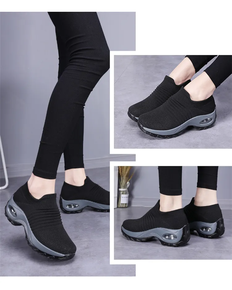 2022 كبيرة الحجم المرأة أحذية الهواء وسادة تحلق الحياكة رياضة الإفراط في شوس أزياء عارضة الجوارب الأحذية WM106