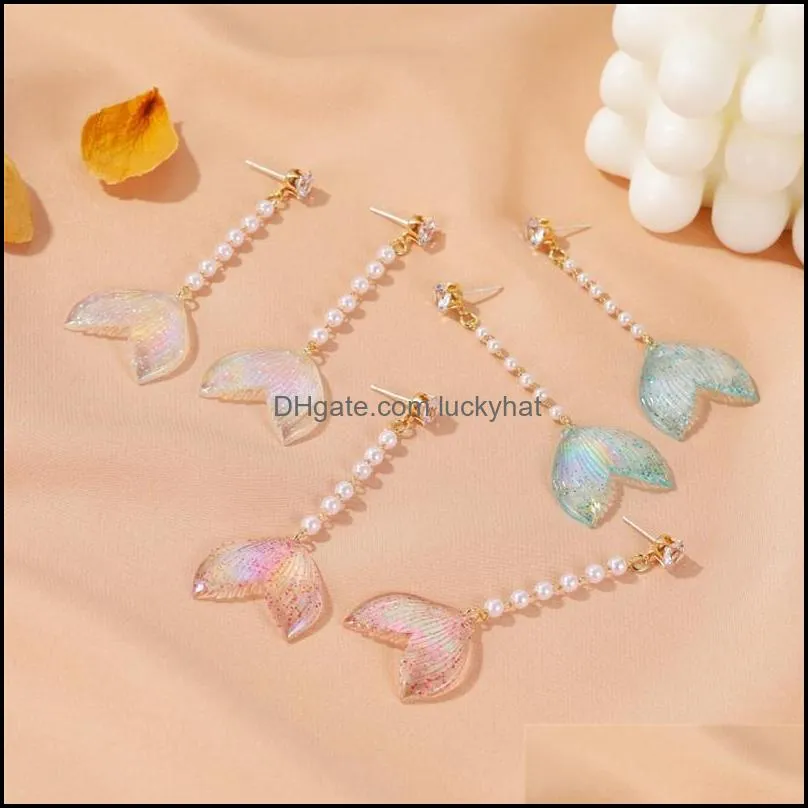 Bijoux15 paires/lot Long motif queue de poisson balancent alliage perle cristal oreille pour femmes plage fête boucles d'oreilles bijoux de mode livraison directe 20